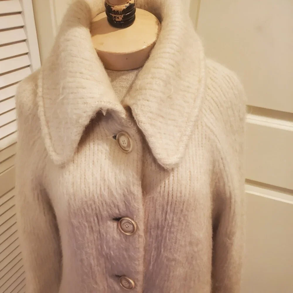 Vintage cream wool sweater coat (1960s) - Picture 3 of 7